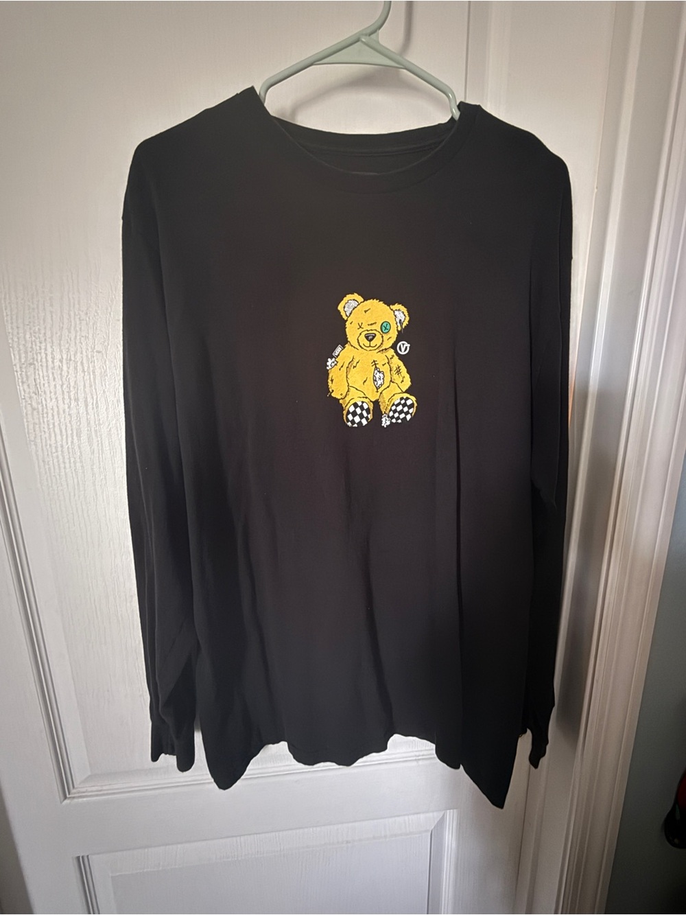 Vans Large oversized Black Long-Sleeve Tee with Yellow Bear Graphic